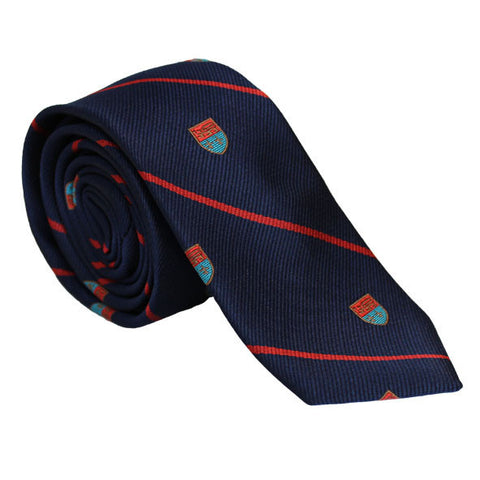 Blå m. rødstribet slips