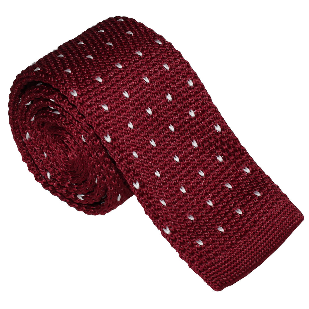 Bordeaux m. hvid strikket slips